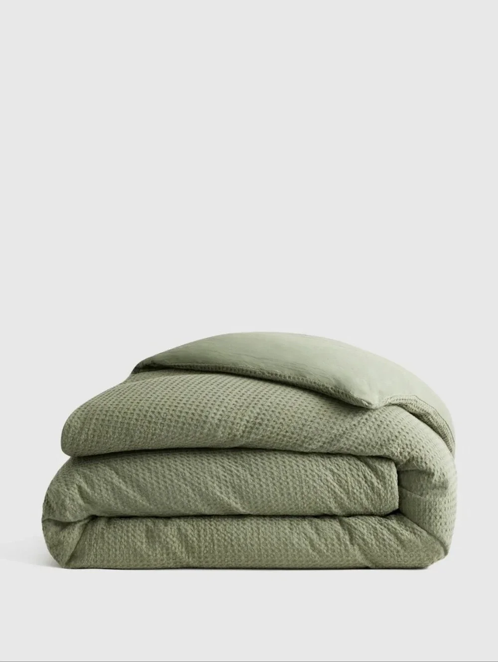 Quince King / Cal King Organic Luxe Honeycomb Duvet Cover Olive / Green